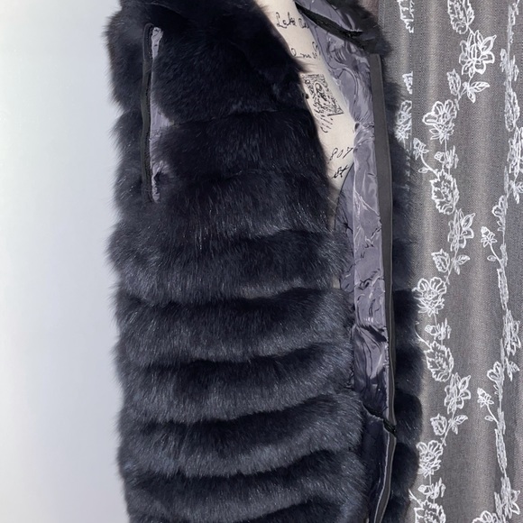 Genuine Fox Fur Jaket Coat Hooded Hood Vest - Picture 6 of 15